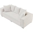 thumbnail image 6 of Tabaray 89" Modern Sofa Couch for Living Room, Modern Upholstered Sponge Sofa Corduroy Fabric Couch w 17.71" Seat Height for Home Office, Living Room, Space Saving,No Assembly Sofa Feet + White, 6 of 7