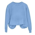thumbnail image 5 of Women's Solid Color Round Neck Long Sleeve Pullover Sweatshirt, Loose Fit Casual T-Shirt Style Top, Comfortable Everyday Wear for Daily Life, Home, Vacation and Couple Matching Outfits Blue L, 5 of 7
