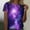 509_Purple, variant on Womens Tops 2025 Women's Starry Galaxy 3D Print Glitter T-shirt Round Neck Short Sleeve Carnival Outfit Black