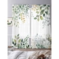 thumbnail image 2 of Eucalyptus Leaf Sheer Curtains 96 Inch Length 2 Panels Set, Sage Green Botanical Floral Spring Voile Window Treatment Semi Sheer Long Curtains Drapes for Bedroom/Living Room/Kitchen 52"x96"x2, 2 of 7