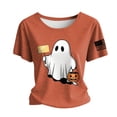 thumbnail image 1 of NMMUED T-Shirt d'Halloween à Manches Courtes pour Femmes T-Shirts Graphiques à Col Rond d'Halloween pour Femmes Vêtements d'Automne Vêtements d'Halloween pour Femmes Jolis T-Shirts d'Halloween pour Femmes Orange TTG, 1 of 4