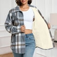 thumbnail image 4 of Gamivast Fleece Lined Shacket for Women Plaid Button Down Long Sleeve Winter Jackets with Chest Pockets Long Loose Stand Collar Warm Coats Fall Trendy Outerwear 2025, 4 of 6