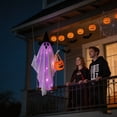 thumbnail image 5 of VORJELT 1.5M Hanging Ghost with Pumpkin Candy Bag - LED Light-Up Outdoor Halloween Decor, Spooky Porch Ornament for Yard and Party White, 5 of 7