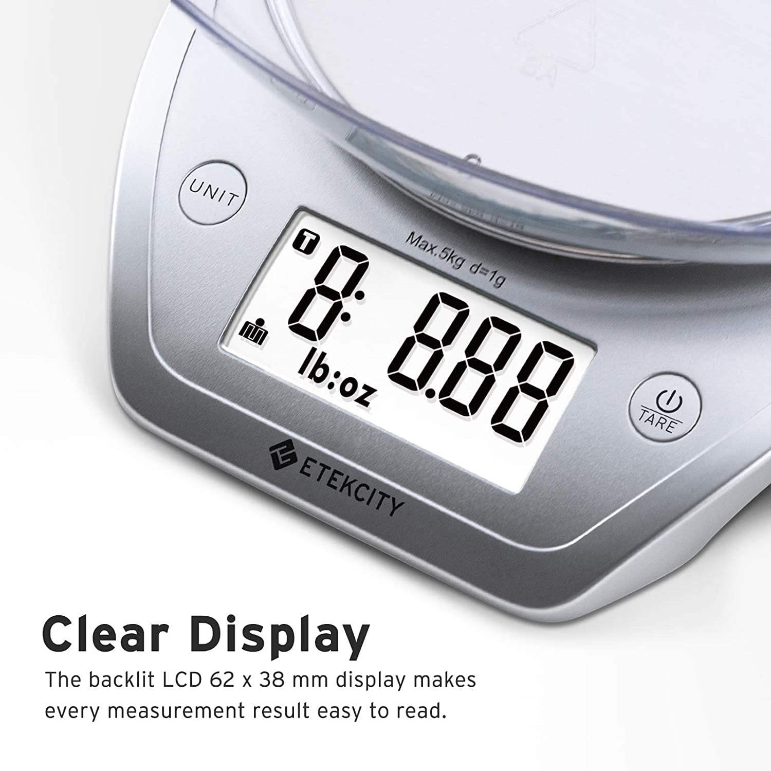 Etekcity Digital Kitchen Scale Multifunction Food Scale with Removable Bowl