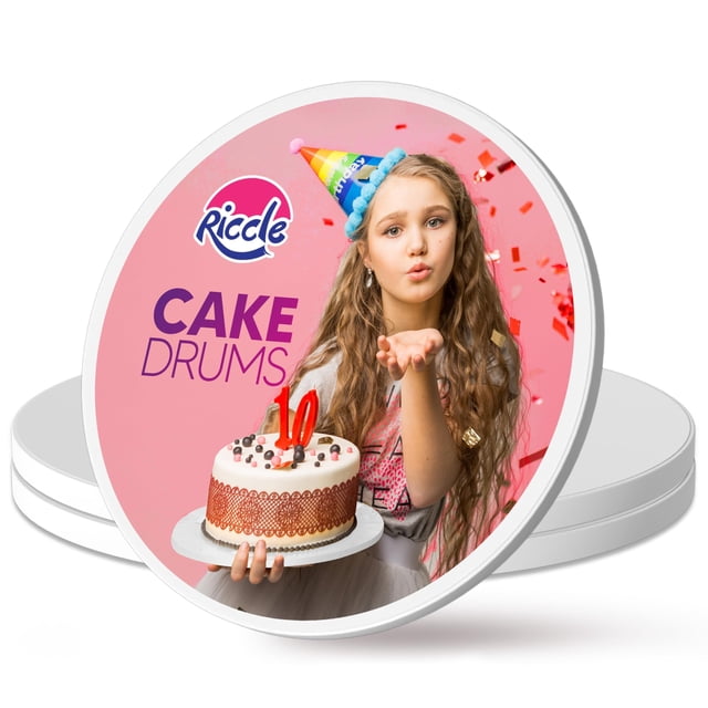 Pack de 3 Bases para Tortas RICCLE de 16 Pulgadas con Bordes Lisos y Resistentes