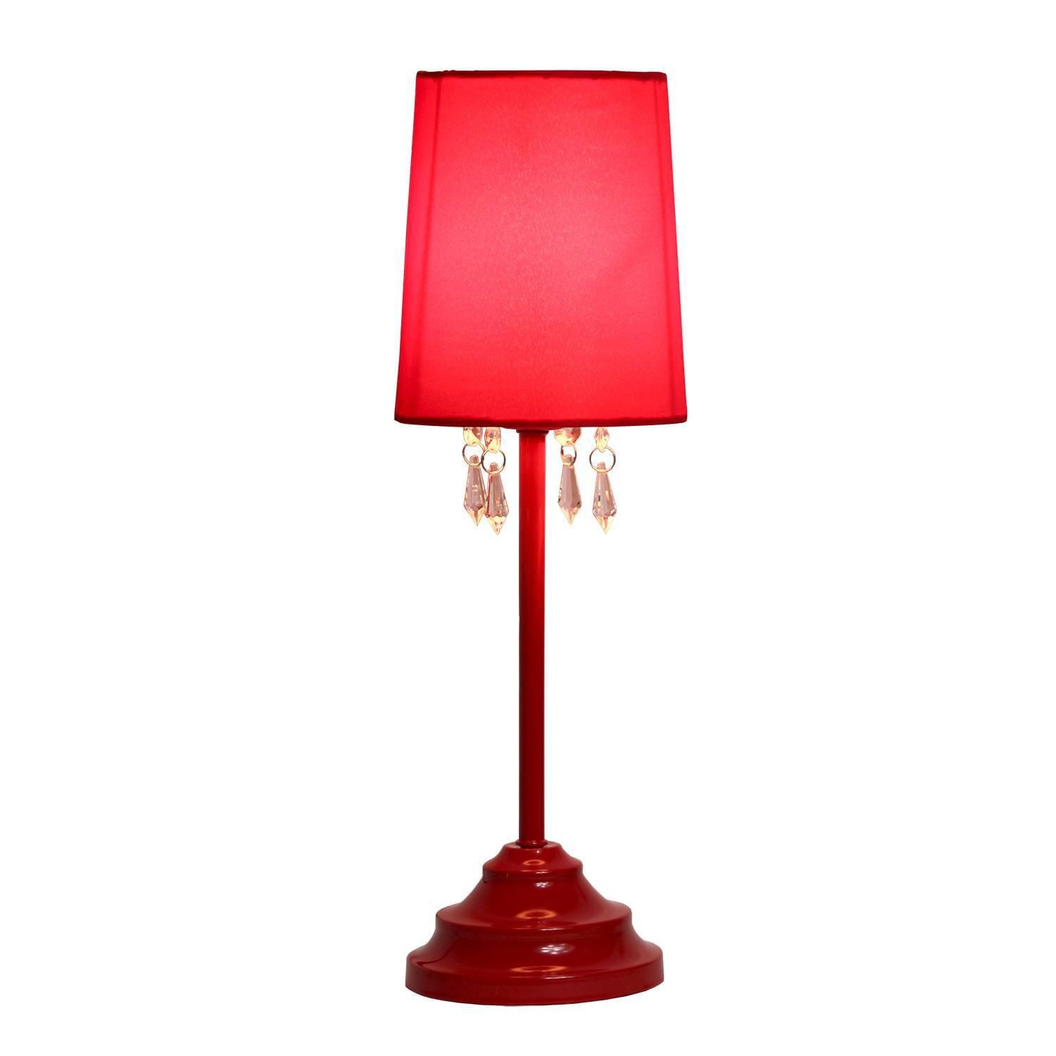 Simple Designs Table Lamp with Fabric Shade and Hanging Acrylic Beads