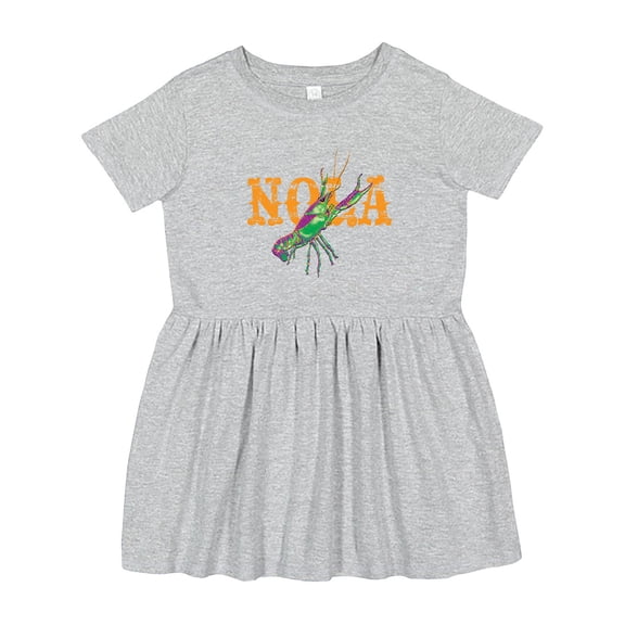 Inktastic Nola Mardi Gras Crayfish in Orange Girls Toddler Dress