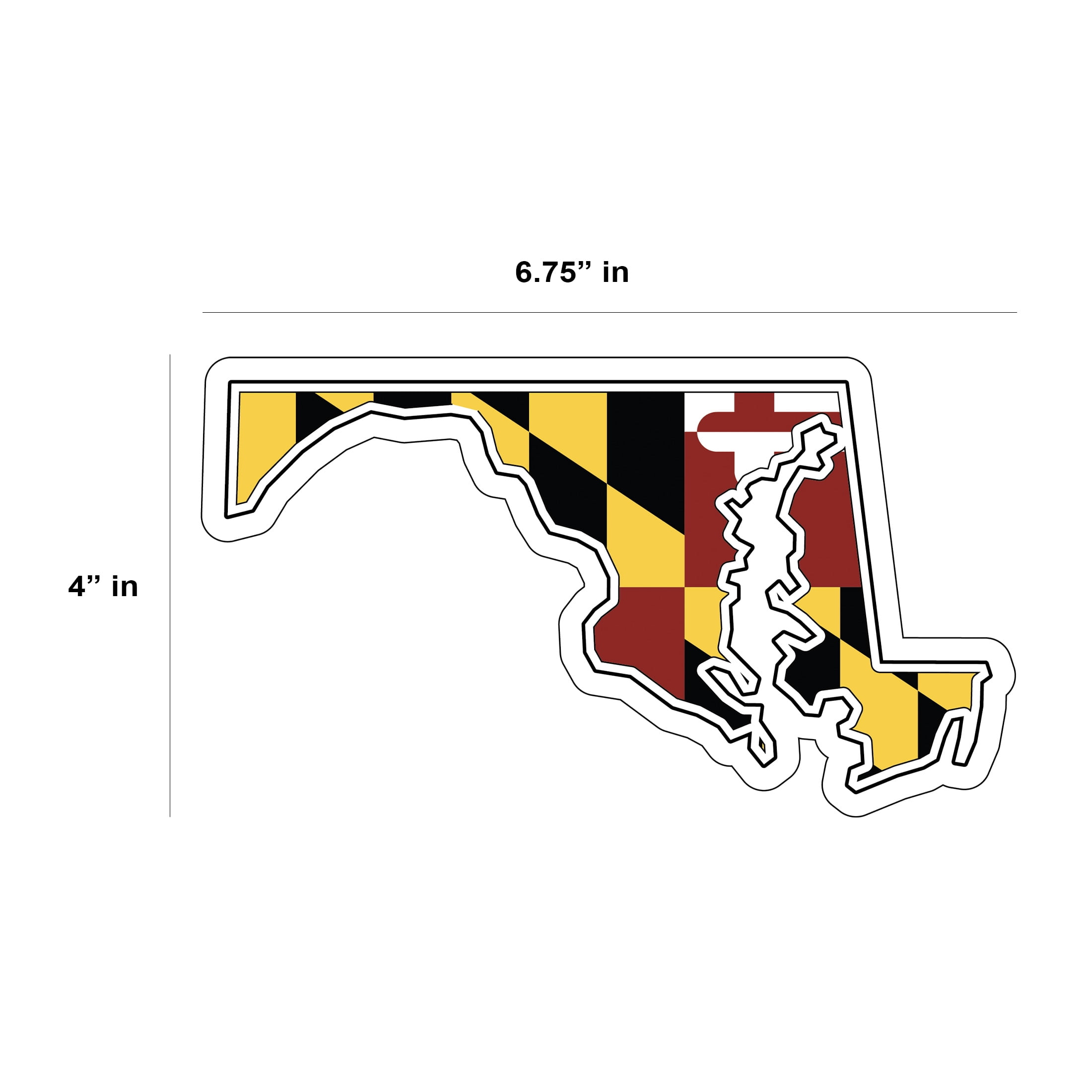 (2 pack) Auto Drive Maryland State Vinyl Automotive Decal, Multicolor, 6.75” x 4”