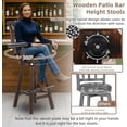 thumbnail image 4 of EPICOZY Solid Wood Adirondack Swivel Bar Chairs Set of 2, Rustic Outdoor Log Bar Stools with Slat Back, 500 LBS Capacity, 29.8" Patio Counter Height Chair for Porch, Deck, Pub, Cabin, Carbonized, 4 of 7