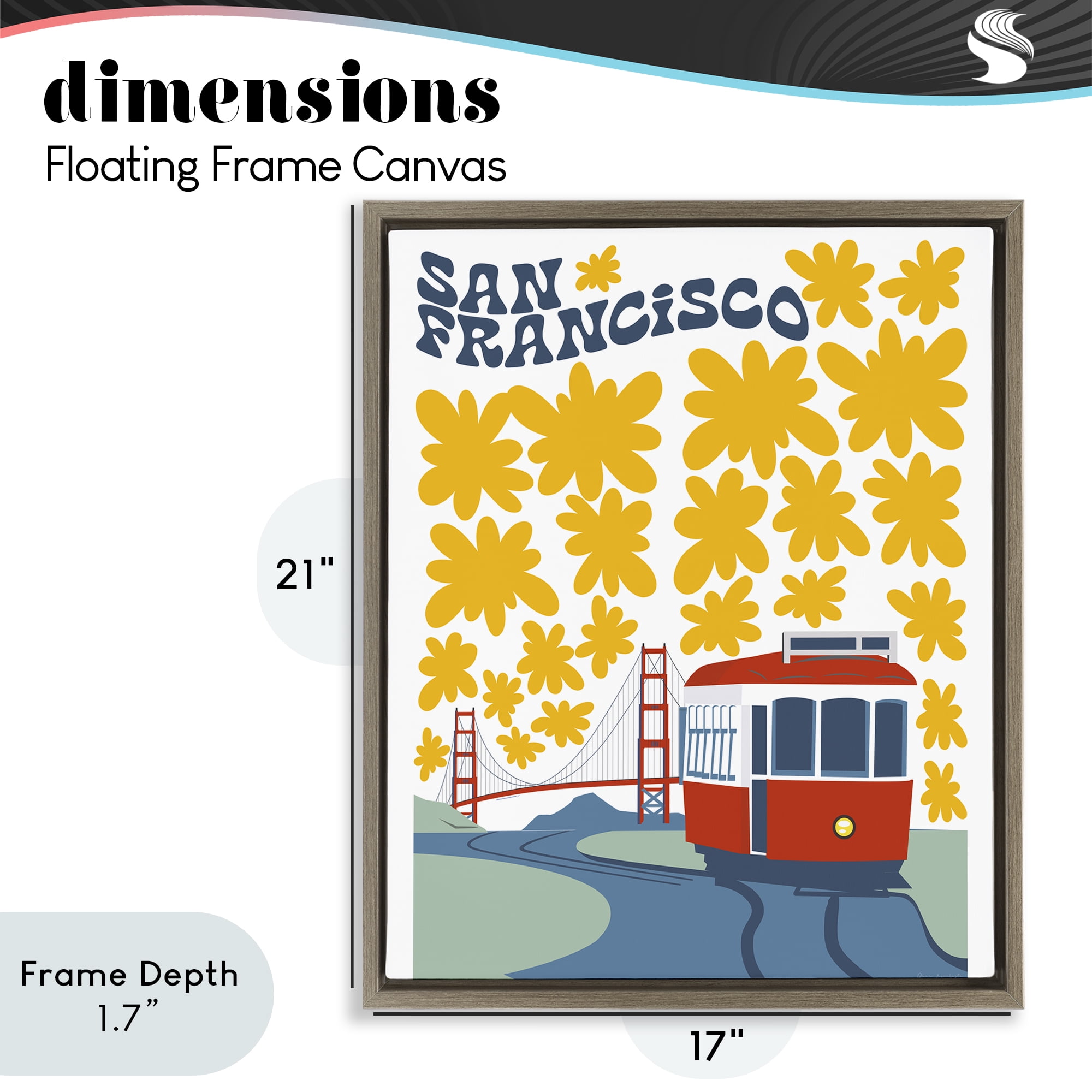 Stupell Industries San Francisco Trolley Brown Framed Floater Canvas Wall Art, design by Omar Escalante