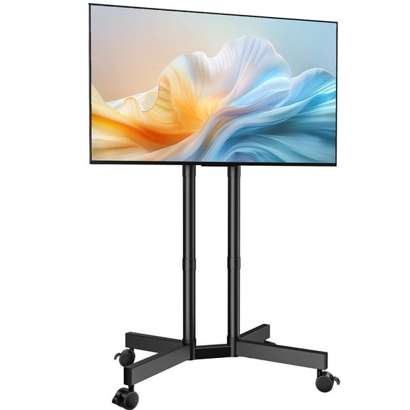 MountFTV Modern Rolling TV Stand Mount for 32-70 Inch TVs, Mobile TV Stand holds up to 88 lb with 5 Height Adjustable Mobile TV Cart with Tilt, Max 400x400mm Rolling TV Cart