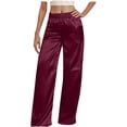 thumbnail image 4 of Palazzo Pants for Women Hontri Loose Lounge Pants Women's Satin Pajama Pants Wide Leg Sweatpants Elastic Waist Summer Casual Sports Trousers with Pockets, 4 of 9