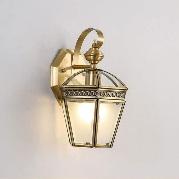 Outdoor Wall Sconce Copper Outside Wall Lantern, Retro Glass Porch Light Fixture Wall Mount, Brass Garden Wall Lamps for Patio, Terrace, Hallway, Balcony, Post, Pathway