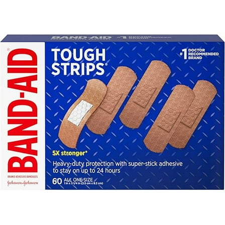 Band-Aid Brand Tough Strips Adhesive Bandage Minor Cuts & Scrapes, 60 ct