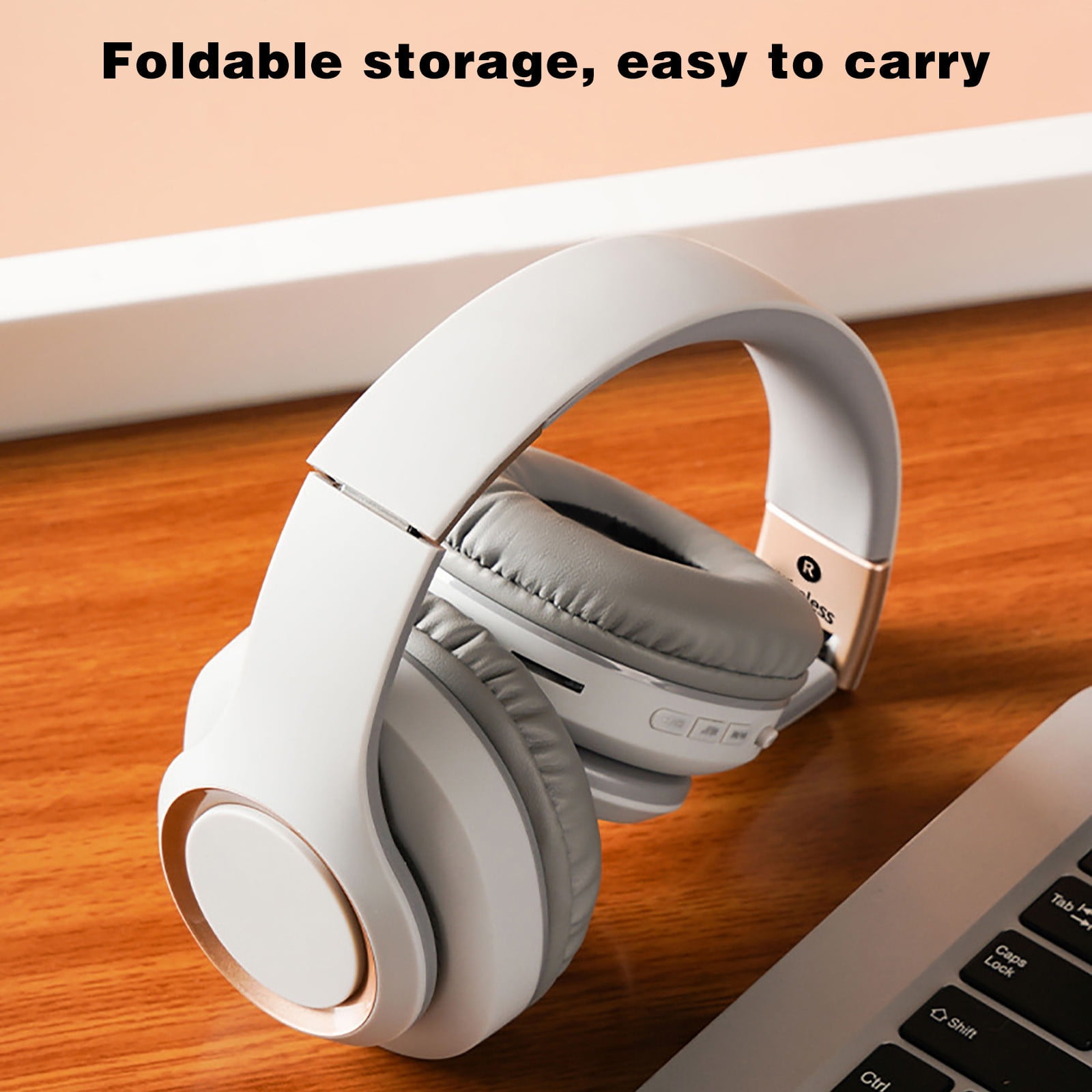 Lydiaunistar Wireless Bluetooth Over-Ear Headphones 40MM Speakers Waterproof Bluetooth Earbuds, Metal Telescopic Foldable Headset with 15H Playtime, FM Radio, Dual Mode BT5.3/Wired for Sport/Gaming