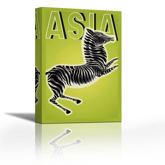 Zebra with Title, 1933 - Contemporary Fine Art Giclee on Canvas Gallery Wrap - wall décor - Art painting - 24 x 36 Inch - Ready to Hang