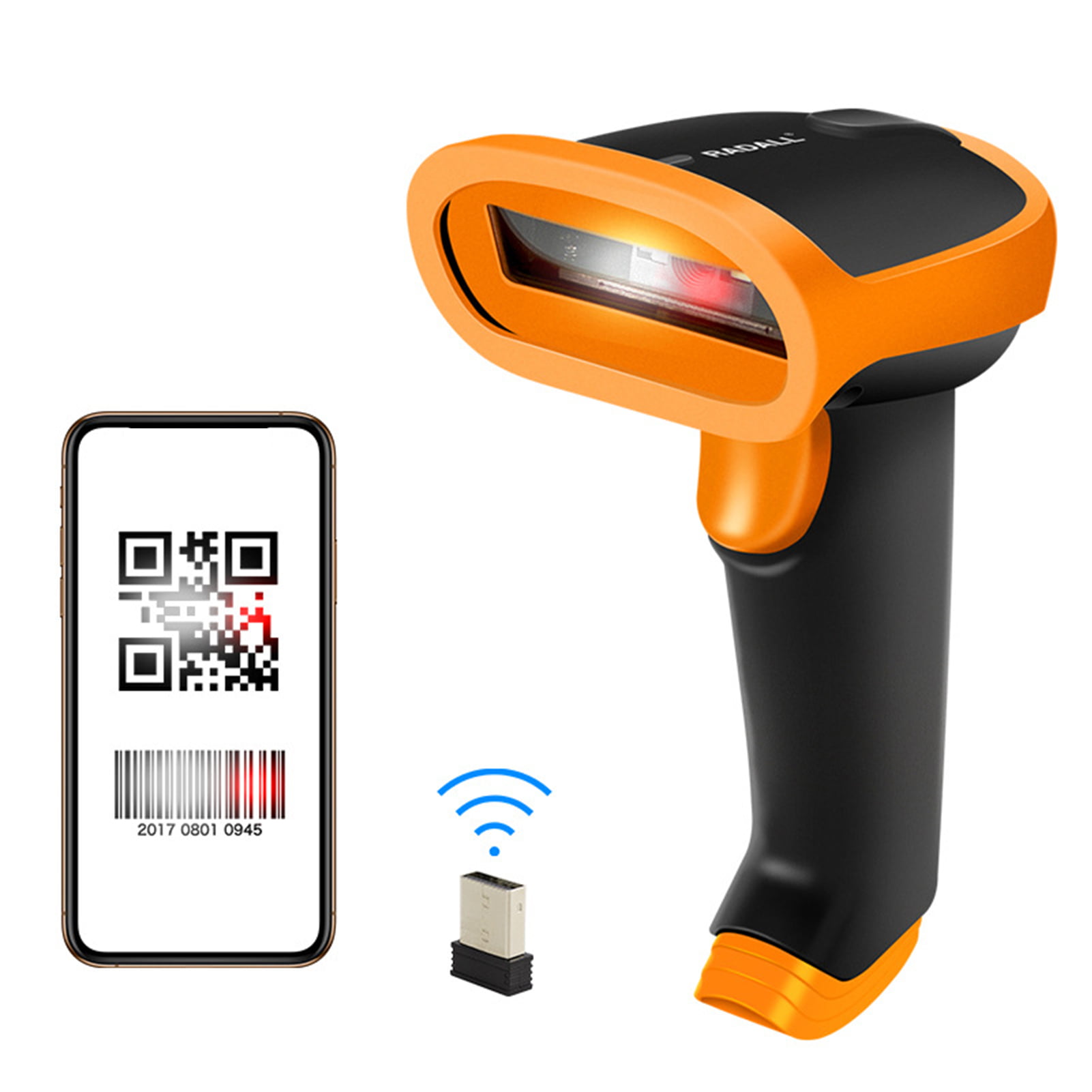 Wireless Red Laser Multifunction Barcode Scanner Supermarket Handheld Gun Reader 