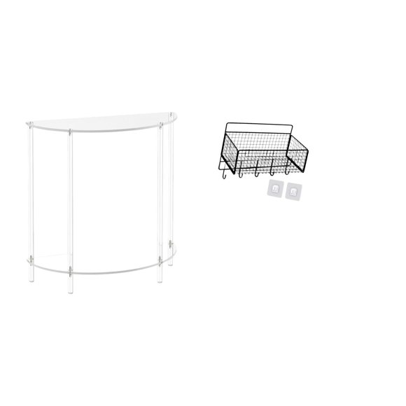 Mesita de noche de acrílico,Mesa auxiliar de acrílico transparente Mesa auxiliar transparente en capas,Cesta de almacenamiento colgante,Cesta de almacenamiento para gabinete organizador de