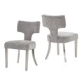 thumbnail image 6 of Hassch 2PCS Kitchen Chairs in Gray Chenille Fabric, Modern Upholstered Dining Side Chairs with Silver Metal Legs, for Living/Dining Room, Small Apartment, 6 of 9