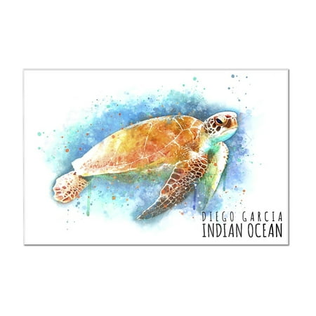 - Diego Garcia, Indian Ocean - Sea Turtle - Watercolor - Lantern Press Artwork (12x8 Acrylic Wall Sign)