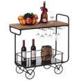 thumbnail image 1 of Metal Wine Bar Serving Cart with Rolling Wheels, Glass Holder, and Wine Rack, 1 of 1