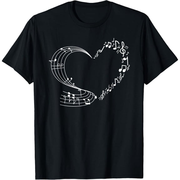 Cute Heart Music Note Women Girls Musicians T-Shirt