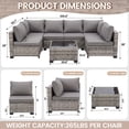 thumbnail image 3 of MaagorVita 7 Pieces Patio Furniture Sets Outdoor All-Weather Sectional Patio Sofa Set PE Rattan Weaving Wicker Patio Conversation Set with Glass Table, Gray, 3 of 8