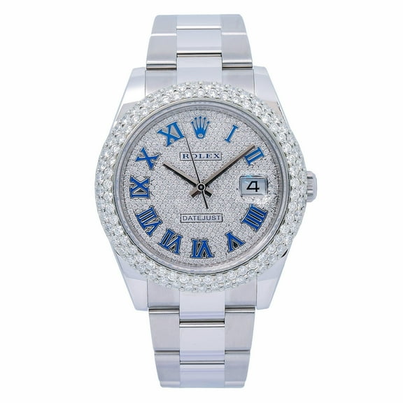 Pre-Owned Rolex Datejust 126300 41MM Blue Diamond Dial With Stainless Steel Bracelet