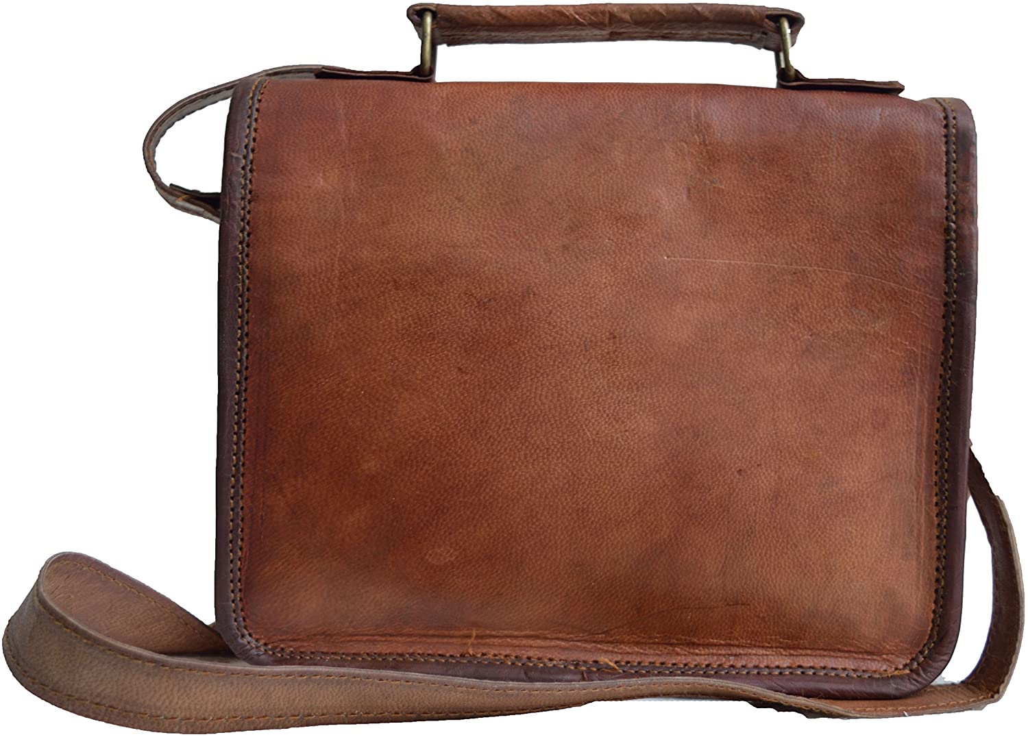 Jaald 11" Leather Messenger Bag Satchel Laptop Briefcase for Men Women Cross Body Shoulder Purse Travel Work Bag Birthday Gift