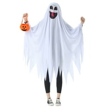 Seasons Ghost Costume for Adults, White Cloak with Pumpkin Bag, Novelty Outfit for Halloween or Parties