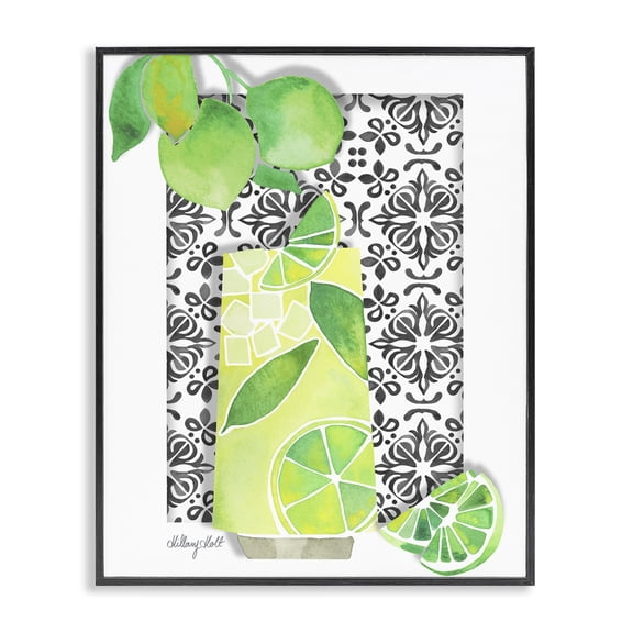 Stupell Industries Mediterranean Mojito Drink Food & Beverage Painting Black Framed Art Print Wall Art, 11 x 14