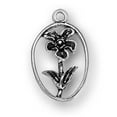 thumbnail image 1 of Sterling Silver 16" 1mm Box Chain Flower Pendant Necklace Stem And Leaves In Oval, 1 of 2