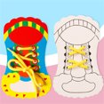 thumbnail image 4 of Shoe Tying Practice, Wooden Learn to Tie Your Own Shoes Threading Lacing Shoes Training Early Learning Kits | Threading Lacing Shoes Training Board Early Learning, Decorative Accessories, 4 of 5