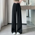 thumbnail image 3 of Fiaer,Women's Wide Leg Business Dressy Pants,Plus Size Casual Straight Trousers for Women,Ladies High Waist Loose Fit Trendy Joggers with Pockets Black L, 3 of 5