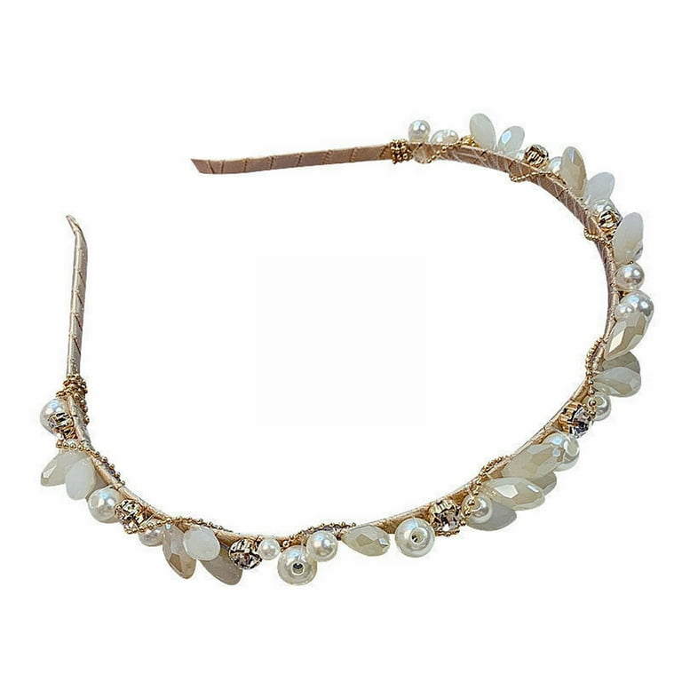Pearl Headband Headbands for Women Girls White Pearls Gold Hairbands Hair  Hoop Hair Accessories Xianqi New Slip Pressed Hair Princess Style Go Out
