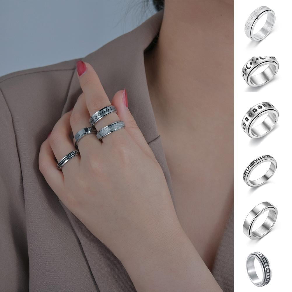 Anti-anxiety Spinner Fidget Rotating Rings Men Women NICE Steel Titanium AU F8H2