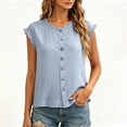 thumbnail image 4 of UAMVSH Womens Cotton Linen Tank Tops Cute Ruffle Sleeveless T-Shirt Going Out Casual Button Down Shirt Trendy Summer Clothes, 4 of 5