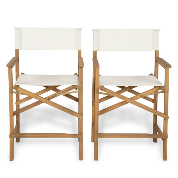 Christopher Knight Home Rustic Vintage Outdoor Bar Stools, Solid Wood Tapered Legs, Beige, Set of 2