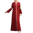 thumbnail image 2 of Njoeus Womens Long Sleeve Ethnic Style Zip Front Muslim Dresses Kaftan Vintage Long Maxi Dress for Women Plus Size S-5XL, 2 of 7