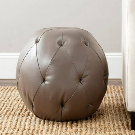 Safavieh Mercer Santiago Bicast Leather Ottoman, Clay