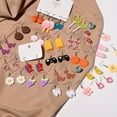 thumbnail image 2 of 48pcs Cartoon Earrings Mega Pack Candy Y2K Gummies Animals Flowers Cookies Cat, 2 of 4