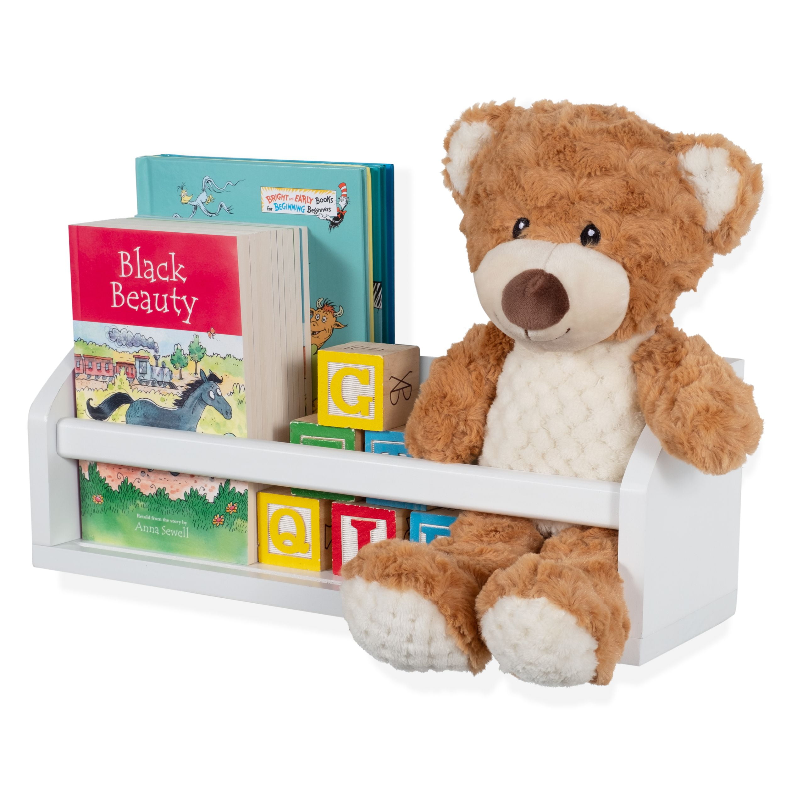 Wallniture Lissa Kid Bookcase Wall Mount Toy Shelf for Kids Room Organizer Nursery Storage Baby