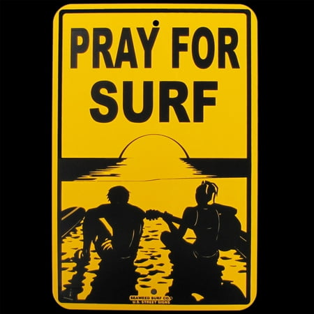 Surfing Decor Surf Decor - Tin PRAY FOR SURF Hawaii Big Wave Surfer Sign Beach Bar/Shop Surfing Wall Decor