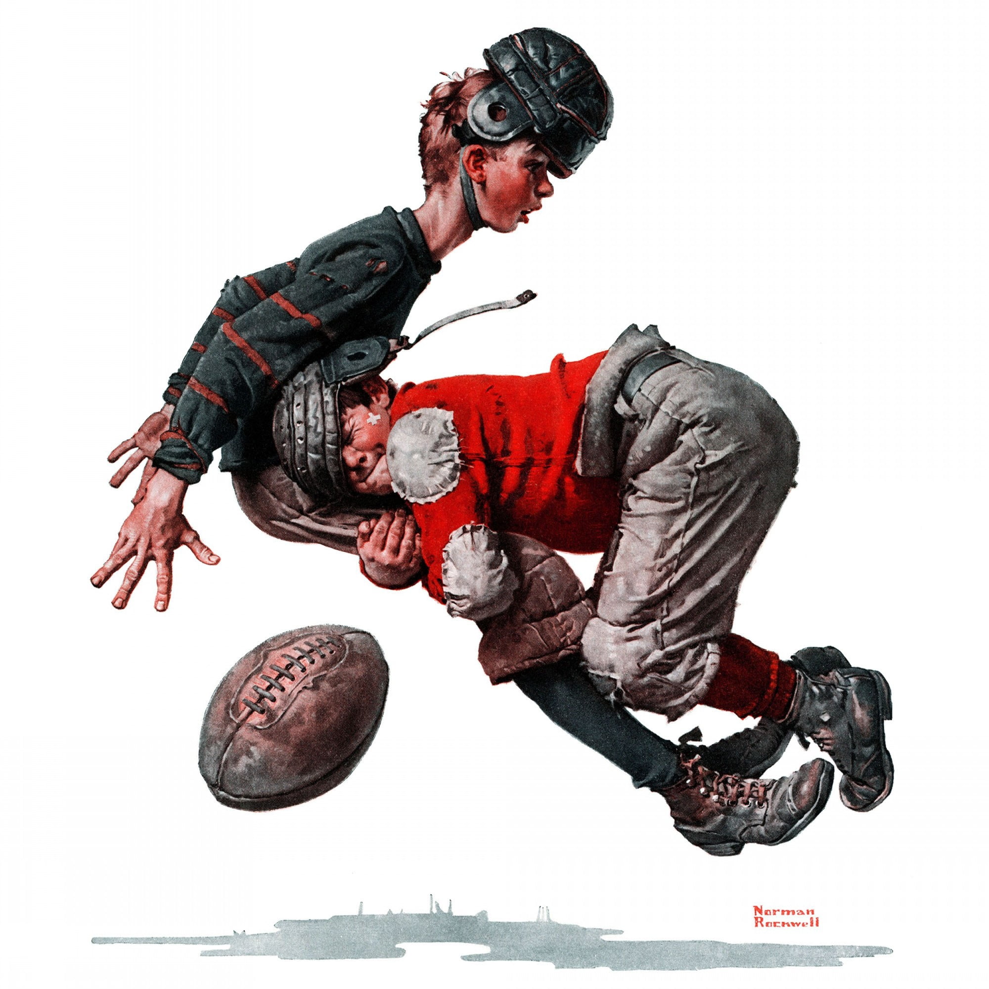 Marmont Hill "Fumble or Tackled by Norman Rockwell Painting Print on Canvas