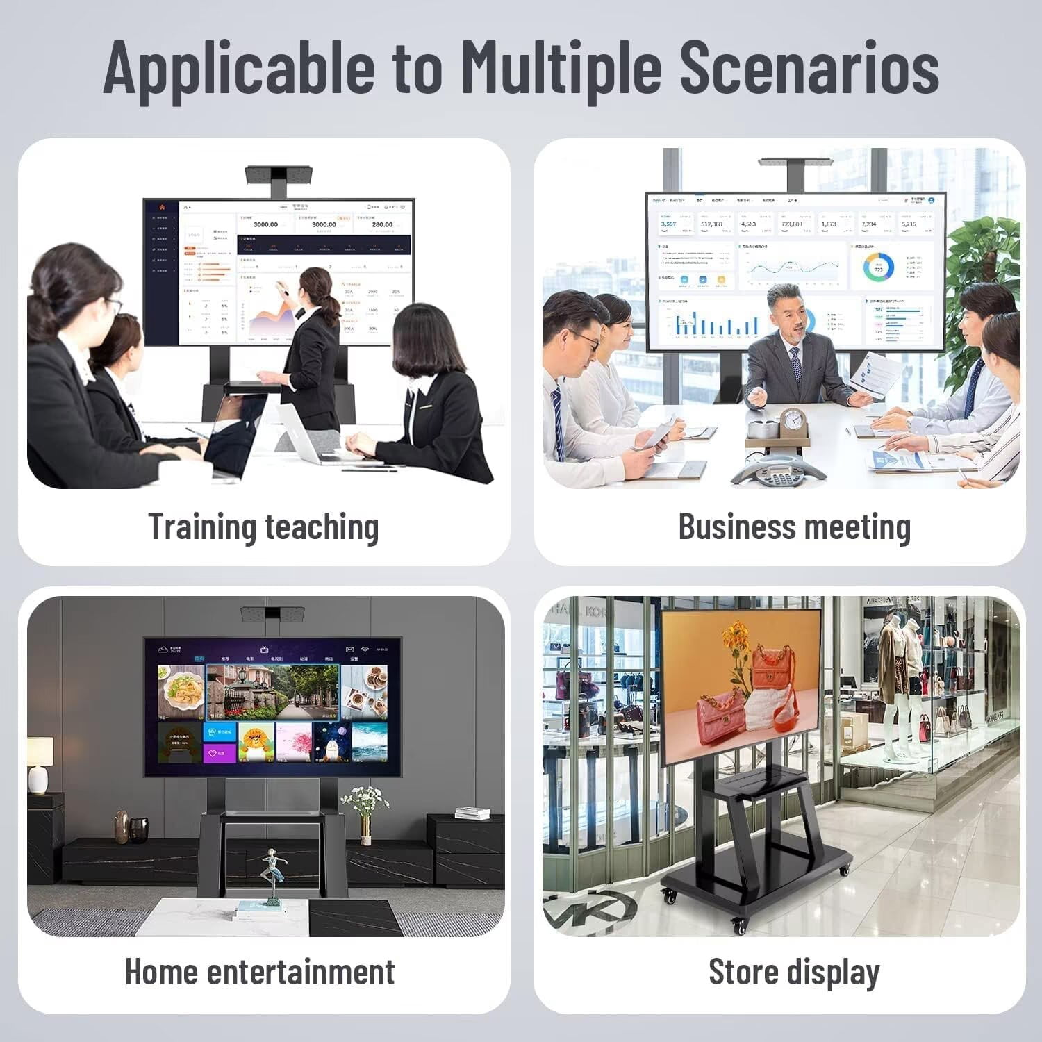 JYXOIHUB Deluxe Interactive Whiteboard Stand | Fits 40-86 Inch Boards, Dual-Wheel Locking System, Scratch-Resistant Finish