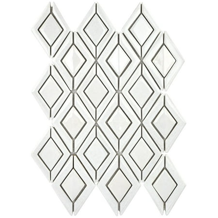 Bond Tile Divine Jewel Glacier White 3 in. x 6 in. Polished Ceramic Mosaic Tile Sample