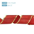 thumbnail image 2 of Unique Bargains Christmas Polyester Ribbon 2' 10 Yard Glitter Ribbon Gold Iron Wired Edge Easy to Shape DIY Crafts Red, 2 of 7