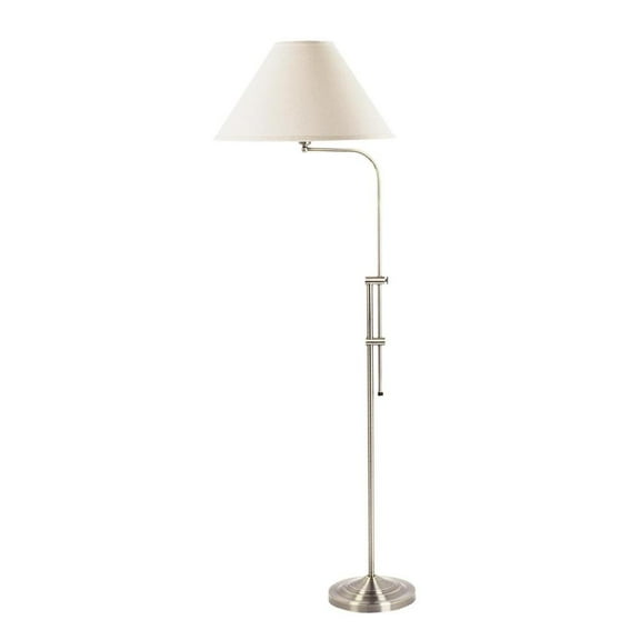 HomeRoots 68" Nickel Adjustable Traditional Shaped Floor Lamp With White Empire Shade