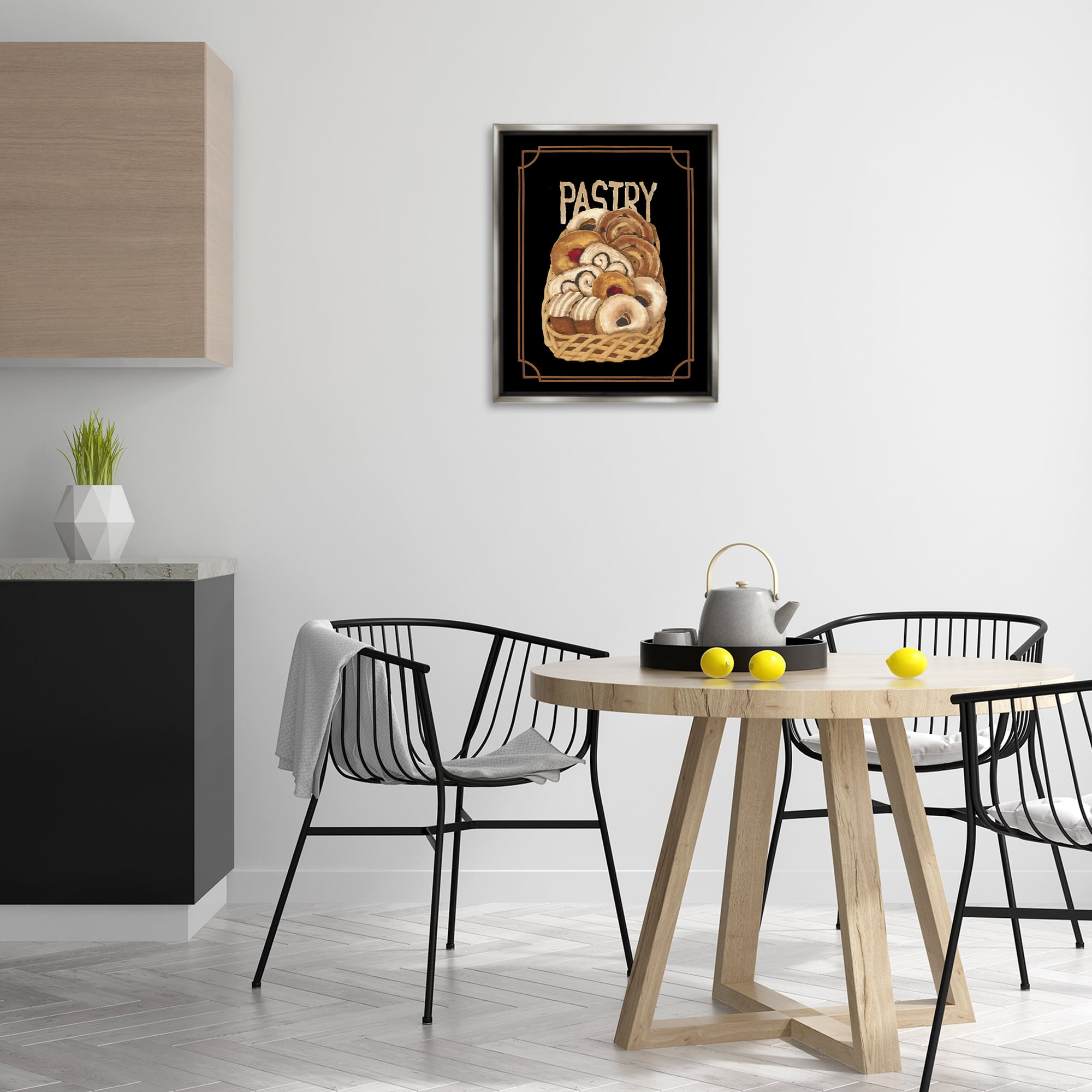 Stupell Industries Traditional Pasty Basket Food & Beverage Painting Gray Floater Framed Art Print Wall Art, 17 x 21