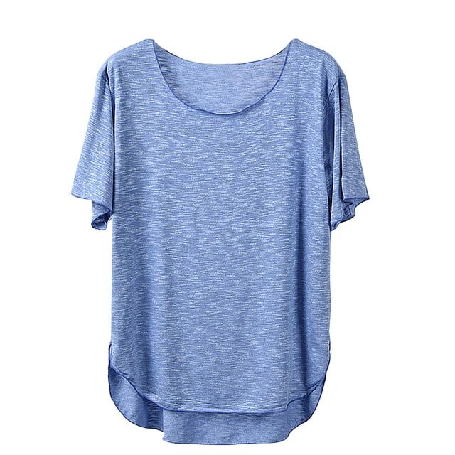 Birdeem T-Shirt Femme Col Rond Couleur Unie Manches Courtes Ample